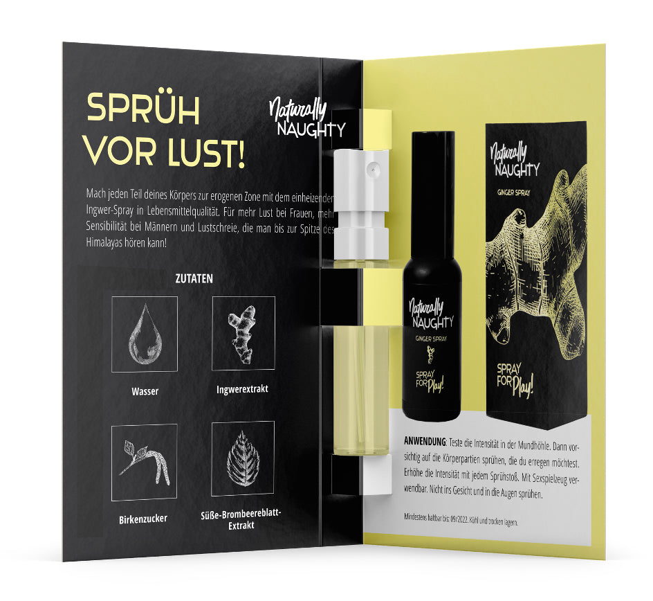 Naturally Naughty Ingwer Spray: Erwecke Lust und Leidenschaft mit natürlichen Zutaten wie Ingwerextrakt.